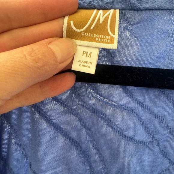 JM Collection Blue Wave Pattern Cardigan - Picture 2 of 3